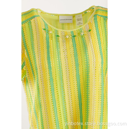 2 Schichten gestreifter Kurzarmpullover